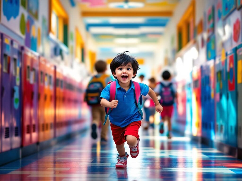 廊下を走る男の子
